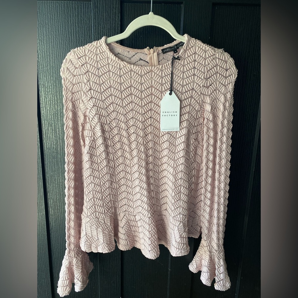 Pink ENGLISH Factory peplum top. Perfect for a night out or a dinner party!